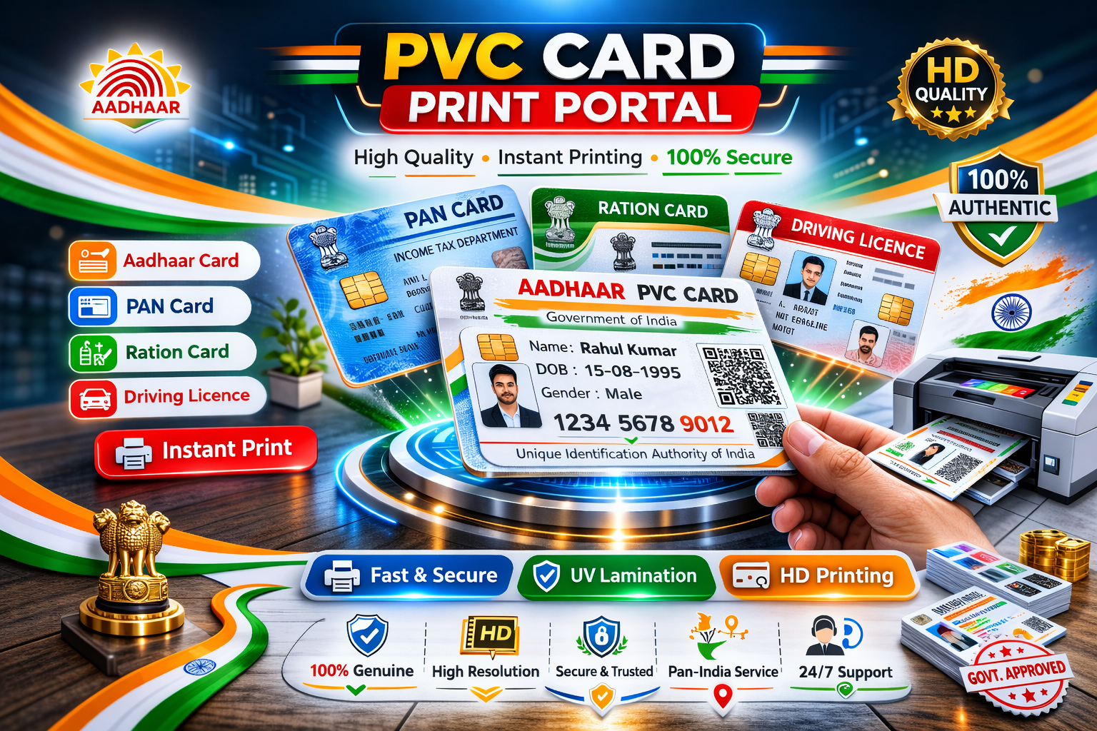 Best Print Portal in India for Aadhaar PAN PVC card printing